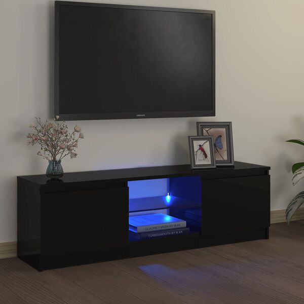 vidaXL fekete TV-szekrény LED lámpákkal 120 x 30 x 36 cm