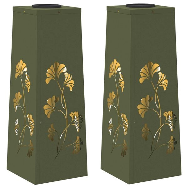 vidaXL Napelemmel műk&ouml;dő LED &ouml;sv&eacute;ny vil&aacute;g&iacute;t&aacute;s 2 pcs Olajz&ouml;ld