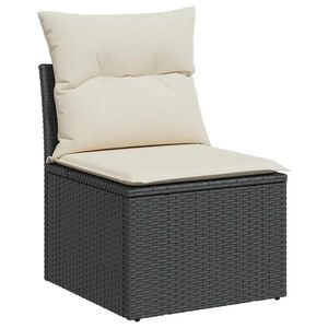vidaXL fekete polyrattan karfa n&eacute;lk&uuml;li kerti kanap&eacute; p&aacute;rn&aacute;val