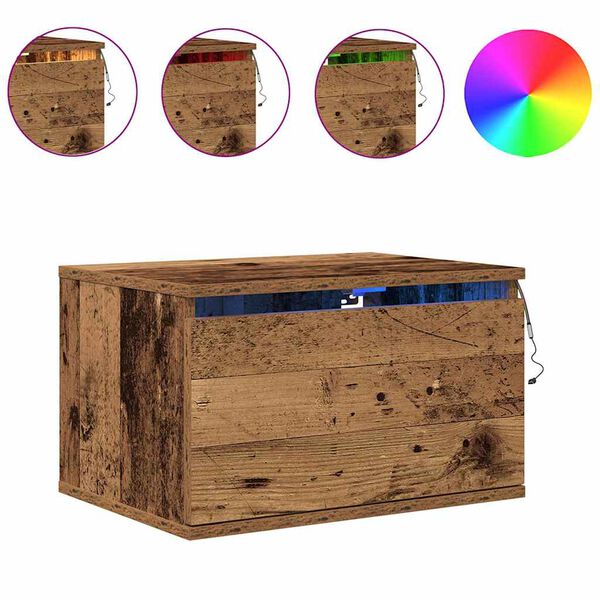 vidaXL Fali &eacute;jjeli szekr&eacute;ny fi&oacute;kkal &Ouml;reg fa 50 x 36 x 30 cm Faanyag