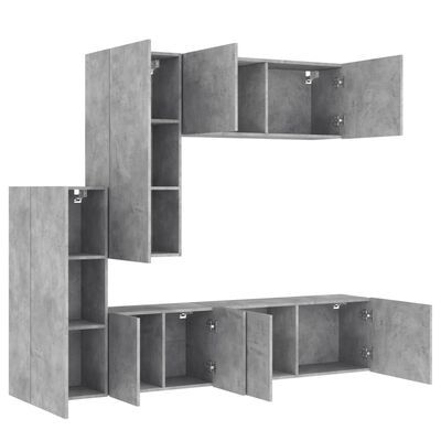 vidaXL 5 darab betonszürke szerelt fa fali TV-bútor