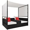 vidaXL fekete polyrattan napellenzős kerti &aacute;gy 190 x 130 cm