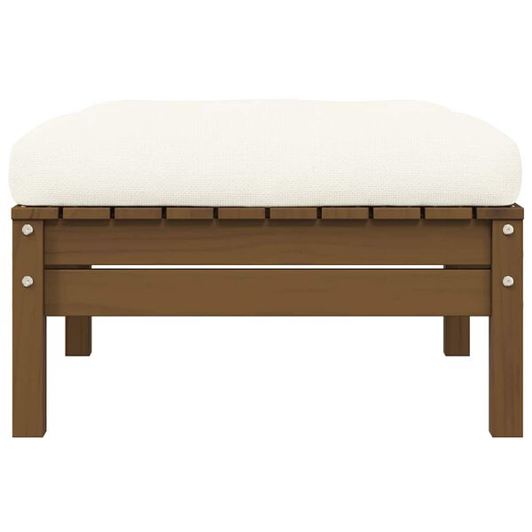 vidaXL kétszemélyes tömör fenyőfa kerti kanapé krémszínű párnákkal