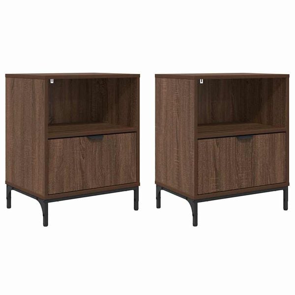 vidaXL &Eacute;jjeliszekr&eacute;ny 2 pcs barna t&ouml;lgy 49 x 36 x 61 cm Faanyag