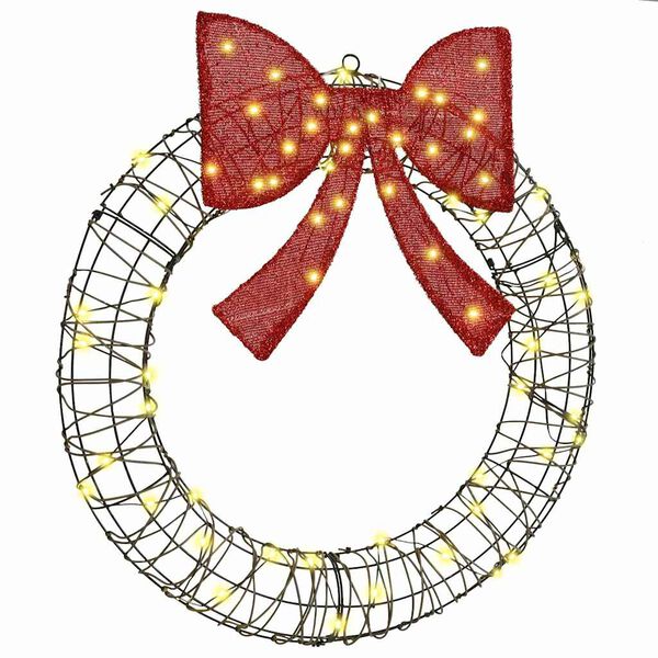 vidaXL Koszor&uacute; 60 LED-del Meleg feh&eacute;r 76 x 76 x 8 cm Rattan