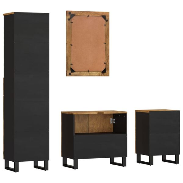 vidaXL 4 részes tömör mangófa fürdőszobai bútorszett