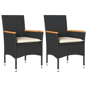 vidaXL 2 db fekete polyrattan kerti sz&eacute;k p&aacute;rn&aacute;val