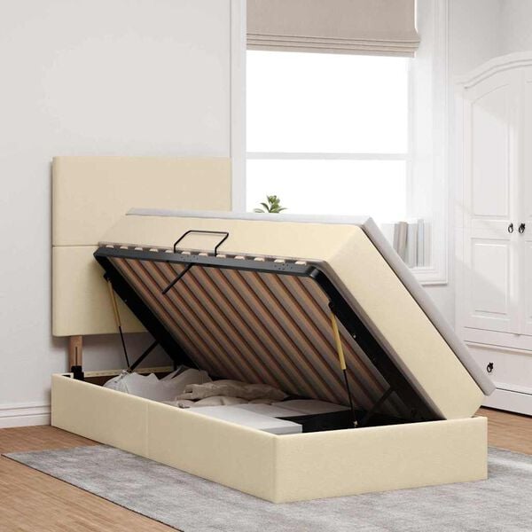 vidaXL &Aacute;gy t&aacute;rol&oacute;val &eacute;s matraccal Kr&eacute;m 90 x 190 cm Poli&eacute;szter