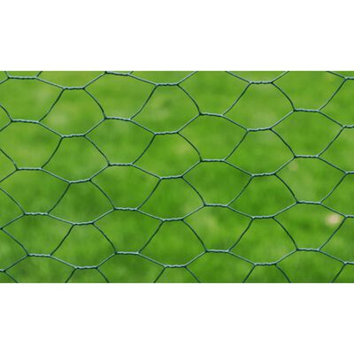 vidaXL zöld horganyzott csirkeháló drótkerítés PVC bevonattal 25x0,75m