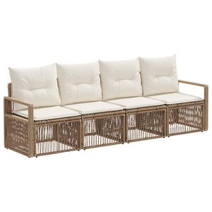vidaXL Kerti Kanap&eacute; Szett 4 pcs B&eacute;zs polirattan