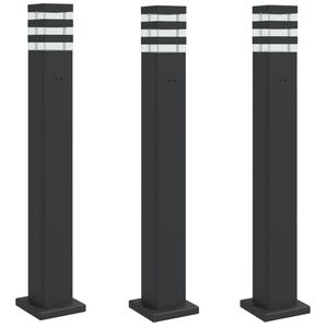 vidaXL 3 db fekete alum&iacute;nium k&uuml;lt&eacute;ri &aacute;ll&oacute;l&aacute;mpa aljzattal 80 cm