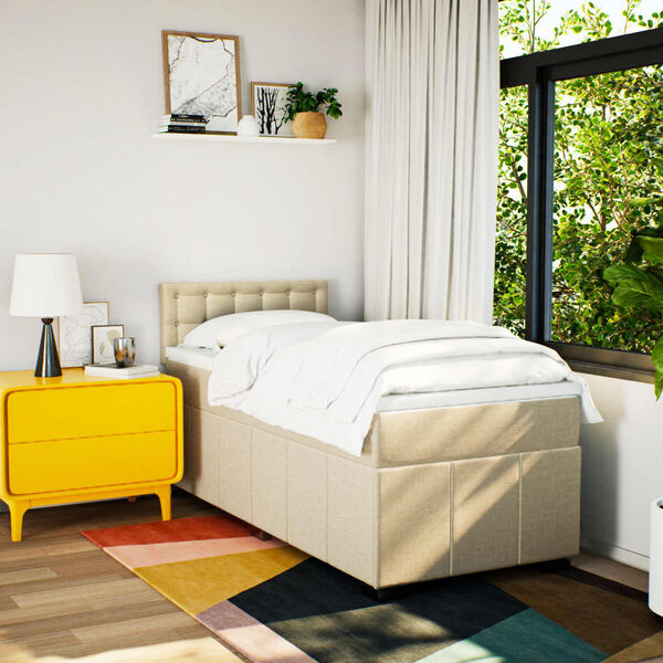 vidaXL kr&eacute;msz&iacute;nű sz&ouml;vet rug&oacute;s &aacute;gy matraccal 80 x 200 cm