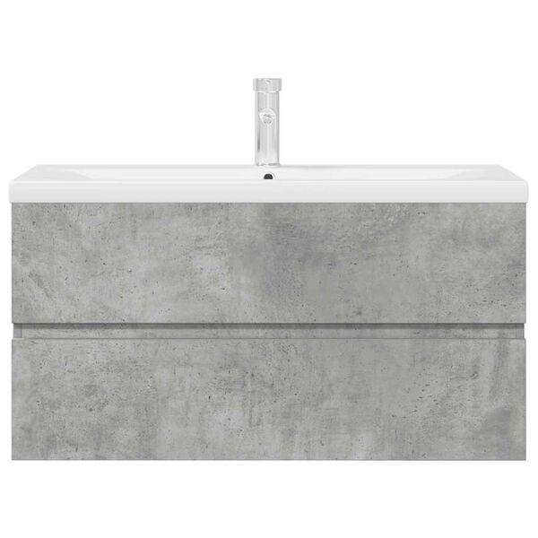 vidaXL 2 r&eacute;szes betonsz&uuml;rke szerelt fa f&uuml;rdőszobai b&uacute;torszett