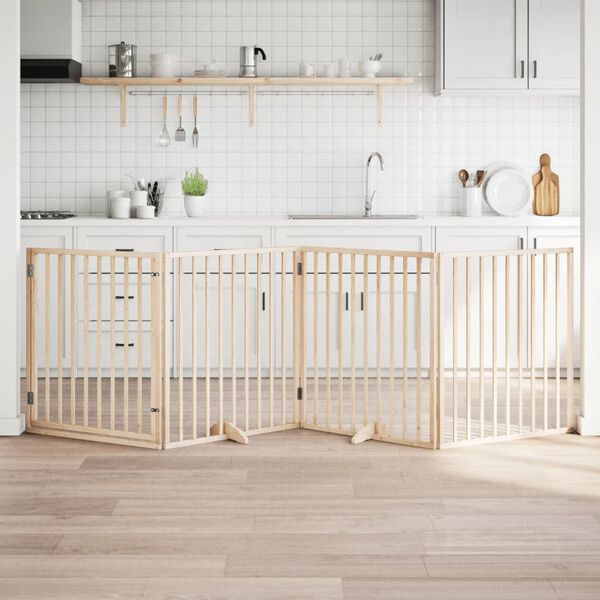 vidaXL ny&aacute;rfa 4 paneles &ouml;sszecsukhat&oacute; kutyakapu ajt&oacute;val 320 cm