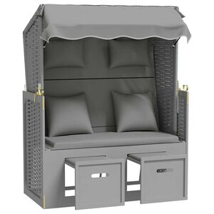 vidaXL sz&uuml;rke polyrattan &eacute;s t&ouml;m&ouml;r fa strandsz&eacute;k p&aacute;rn&aacute;kkal