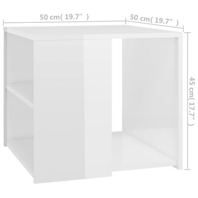 vidaXL magasfényű fehér forgácslap kisasztal 50 x 50 x 45 cm