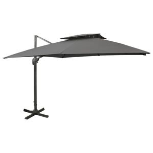 vidaXL antracitsz&uuml;rke dupla tetejű konzolos napernyő 300 x 300 cm