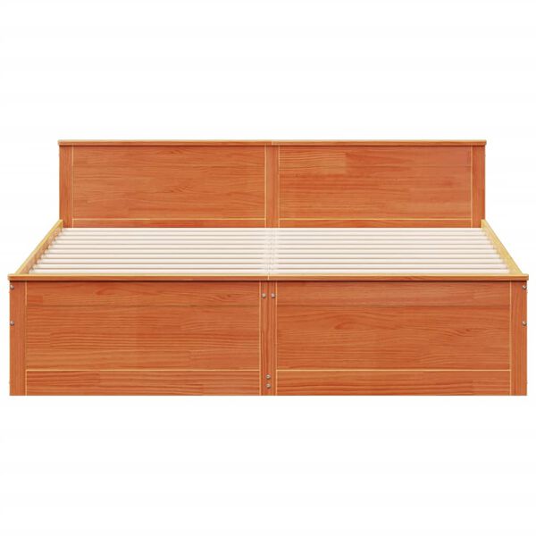 vidaXL barna t&ouml;m&ouml;r fenyőfa &aacute;gy matrac n&eacute;lk&uuml;l fejt&aacute;ml&aacute;val 200 x 200 cm