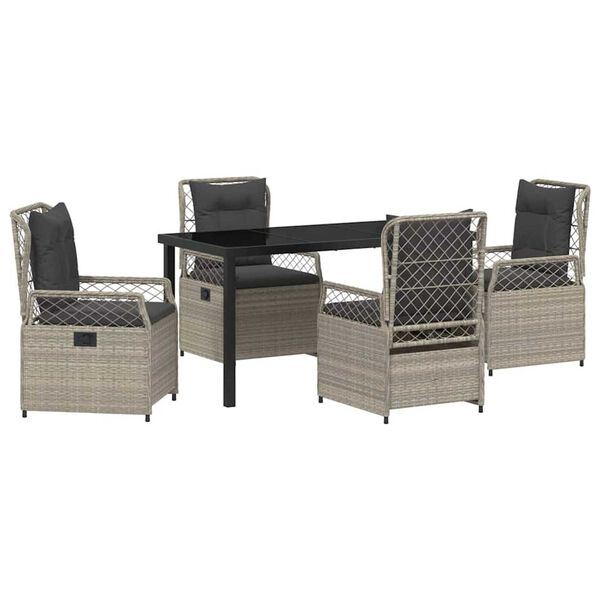 vidaXL Kert &eacute;tkező szett 5 pcs Vil&aacute;gossz&uuml;rke polirattan