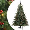 vidaXL Mű kar&aacute;csonyfa 300 LED-del Z&ouml;ld 210 cm PVC &eacute;s F&eacute;m &eacute;s Műanyag