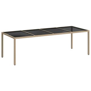 vidaXL b&eacute;zs polyrattan &eacute;s edzett &uuml;veg kerti asztal 250 x 100 x 75 cm