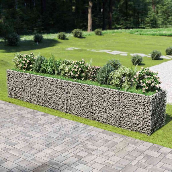 vidaXL horganyzott ac&eacute;l gabion magas&aacute;gy&aacute;s 540 x 90 x 100 cm
