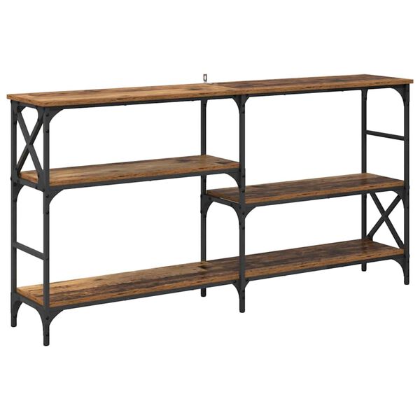 vidaXL Konzolasztal polcokkal &Ouml;reg fa 150 x 29 x 76,5 cm Faanyag