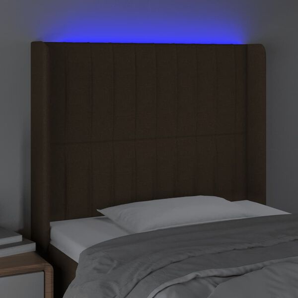 vidaXL s&ouml;t&eacute;tbarna sz&ouml;vet LED-es fejt&aacute;mla 83x16x118/128 cm