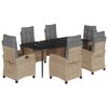 vidaXL 7 r&eacute;szes vegyes b&eacute;zs polyrattan kerti &eacute;tkezőgarnit&uacute;ra p&aacute;rn&aacute;kkal