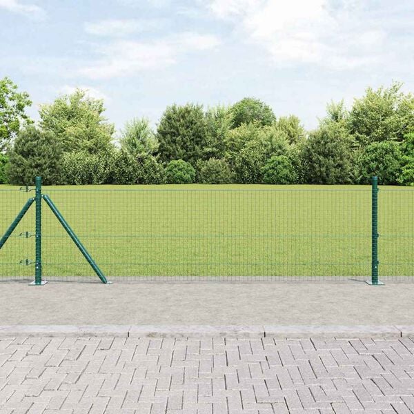 vidaXL Ker&iacute;t&eacute;soszlop Z&ouml;ld 100 x 0,4 m (25 x 25 mm h&aacute;l&oacute;) Ac&eacute;l &eacute;s PVC
