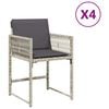 vidaXL 4 db vil&aacute;gossz&uuml;rke polyrattan kerti sz&eacute;k p&aacute;rn&aacute;val