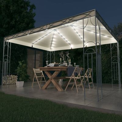 vidaXL krémszínű pavilon LED fényfüzérrel 400 x 300 cm