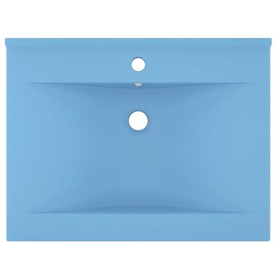 vidaXL matt világoskék kerámia luxus mosdókagyló csapfurattal 60x46 cm