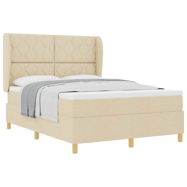 vidaXL Boxspring &aacute;gy matraccal S&ouml;t&eacute;tsz&uuml;rke 90x190 cm Sz&ouml;vet Kr&eacute;m