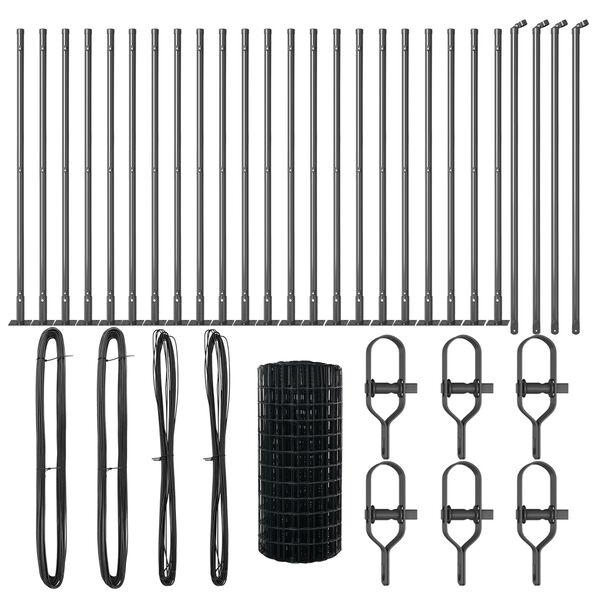 vidaXL Ker&iacute;t&eacute;s oszlopokkal Sz&uuml;rke 0,4 x 50 m Ac&eacute;l &eacute;s PVC