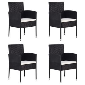 vidaXL 4 db fekete polyrattan kerti sz&eacute;k kr&eacute;mfeh&eacute;r p&aacute;rn&aacute;kkal