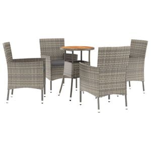 vidaXL 5 r&eacute;szes sz&uuml;rke polyrattan kerti bisztr&oacute;garnit&uacute;ra p&aacute;rn&aacute;kkal