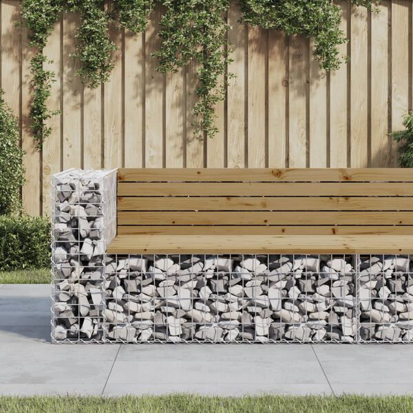 vidaXL t&ouml;m&ouml;r impregn&aacute;lt fenyőfa gabion kerti pad 122x71x65,5 cm