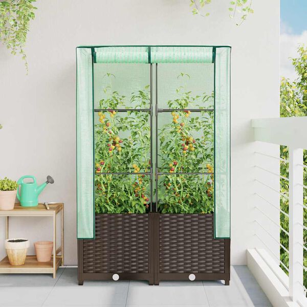 vidaXL rattan megjelen&eacute;sű magas&aacute;gy&aacute;s melegh&aacute;ztakar&oacute;val 80x40x138 cm