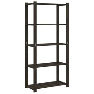 vidaXL 5 szintes fekete t&ouml;m&ouml;r fenyőfa t&aacute;rol&oacute;&aacute;llv&aacute;ny 80x38x170 cm