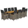 vidaXL 11 r&eacute;szes sz&uuml;rke polyrattan kerti bisztr&oacute;garnit&uacute;ra p&aacute;rn&aacute;kkal