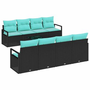 vidaXL Kanap&eacute; Szett p&aacute;rn&aacute;val 7 pcs Fekete &eacute;s vil&aacute;gosk&eacute;k polirattan