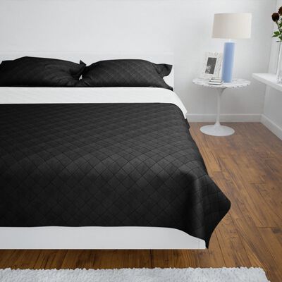 Kétoldalú vattázott ágytakaró 220 x 240 cm fekete/fehér