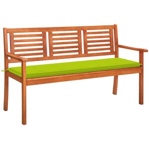 vidaXL 3 szem&eacute;lyes t&ouml;m&ouml;r eukaliptuszfa kerti pad p&aacute;rn&aacute;val 150 cm