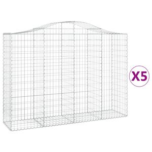vidaXL 5 db &iacute;ves horganyzott vas gabion kos&aacute;r 200x50x140/160 cm