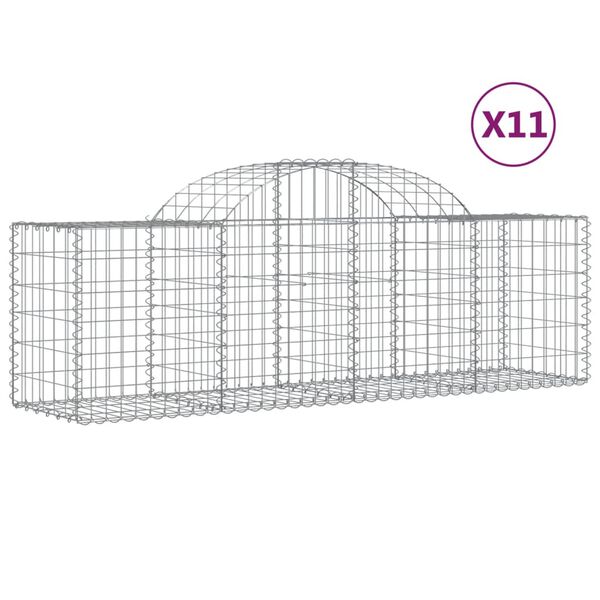 vidaXL 11 db íves horganyzott vas gabion kosár 200x50x60/80 cm