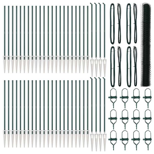 vidaXL Kerítésoszlop Zöld 100 x 1,5 m (36 mm háló) Acél és PVC