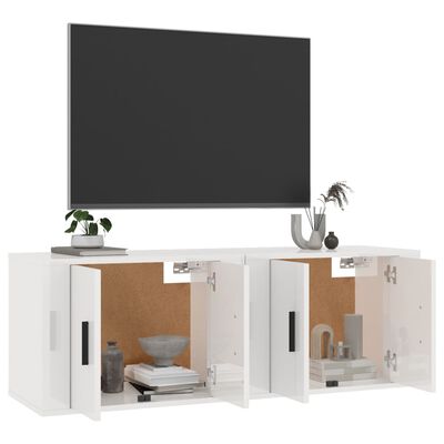 vidaXL 2 db magasfényű fehér fali TV-szekrény 57 x 34,5 x 40 cm