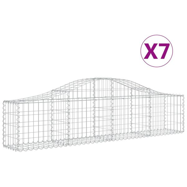 vidaXL 7 db íves horganyzott vas gabion kosár 200x30x40/60 cm
