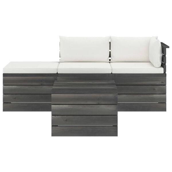 vidaXL 4 r&eacute;szes t&ouml;m&ouml;r fenyőfa kerti raklap-b&uacute;torgarnit&uacute;ra p&aacute;rn&aacute;kkal